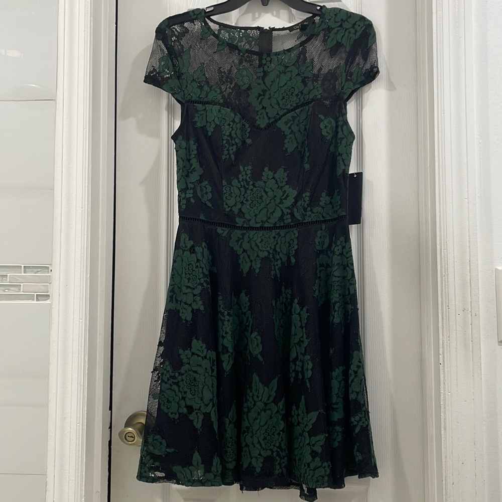 City Studio Black and Green lace dress new with tags NWT size 9 juniors